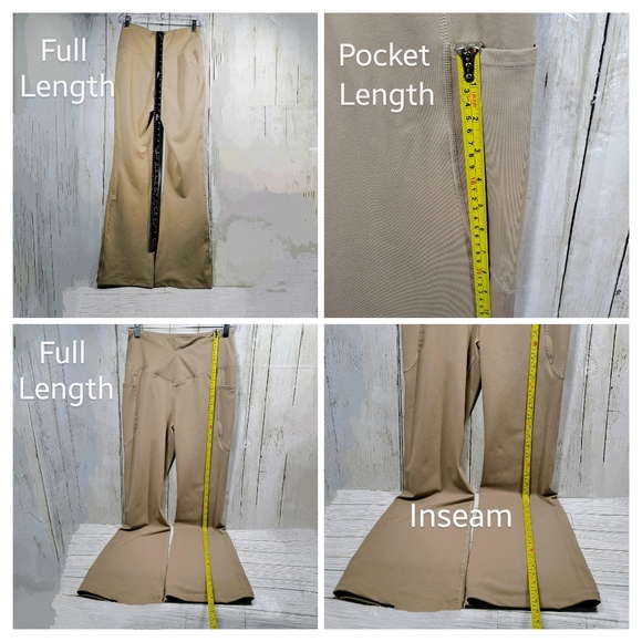 Baleaf Laureate Women Med Tan/Khaki V-Waist Flared Leg Pullon Workout Pants NWT - Picture 5 of 7